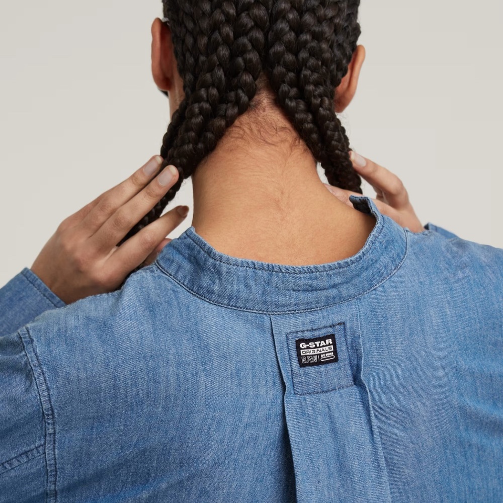 G-Star RAW Millery Denim Shirt Dress L NWT V-Neck Long Sleeve - Picture 4 of 13